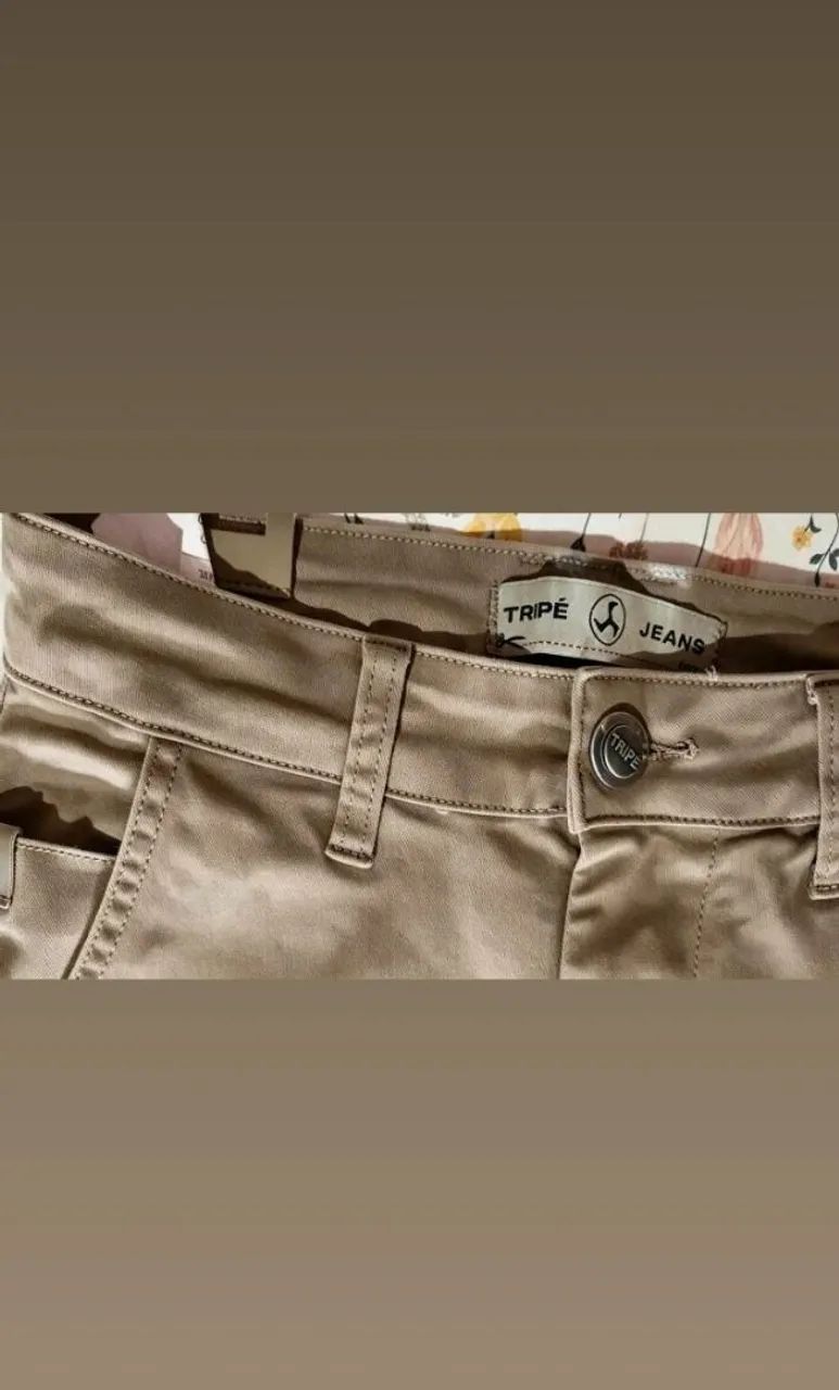 Calça tripé bege, tamanho 36