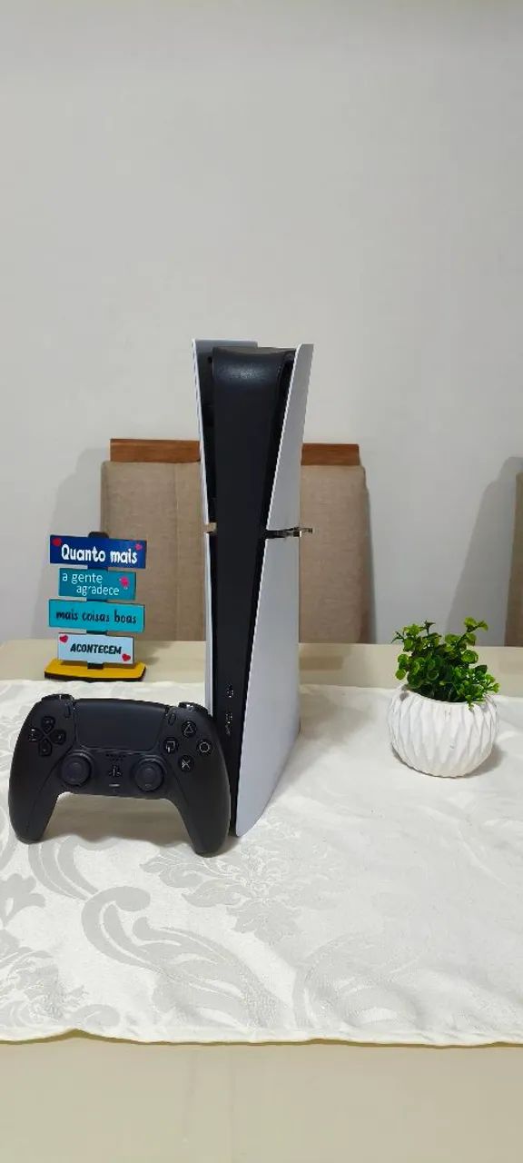 Ps5 Slim (Playstation 5 Slim) + Jogos, Todos os Cabos Originas - Passo Cartão Até 12x - Foto 3