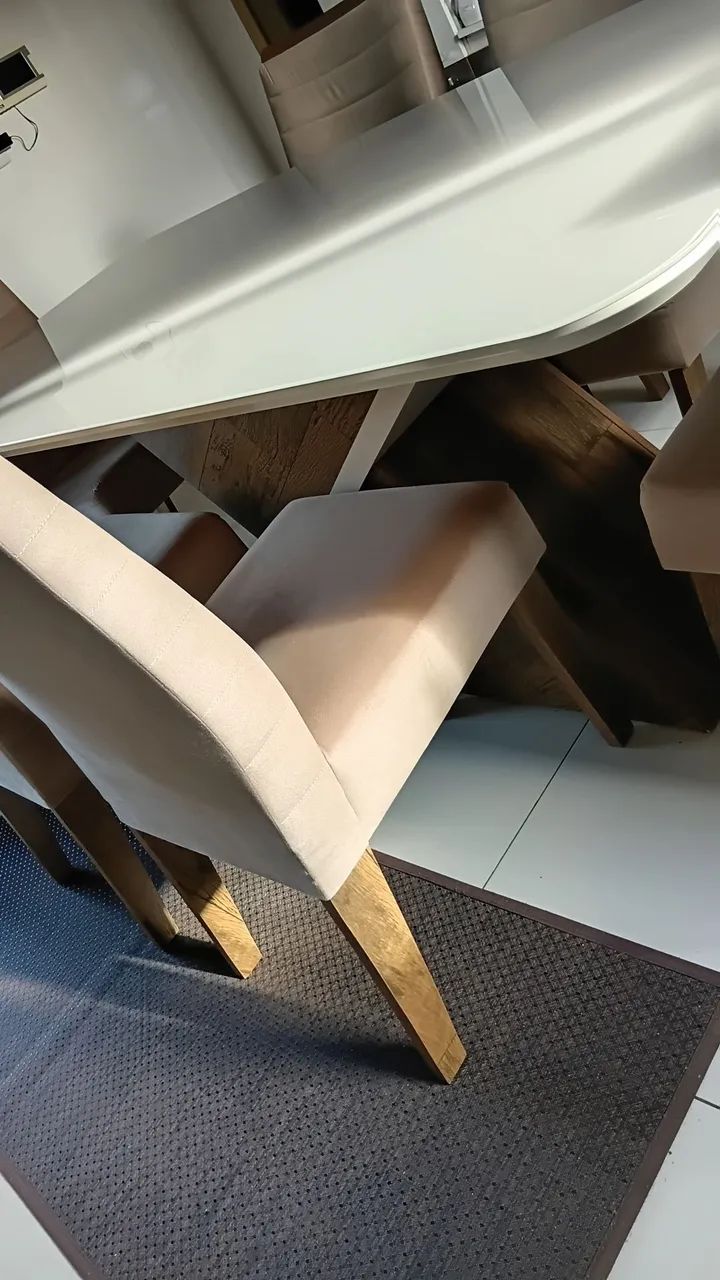 Mesa 6 Cadeiras com Tampo de Vidro Asssento Confortável  - Foto 4