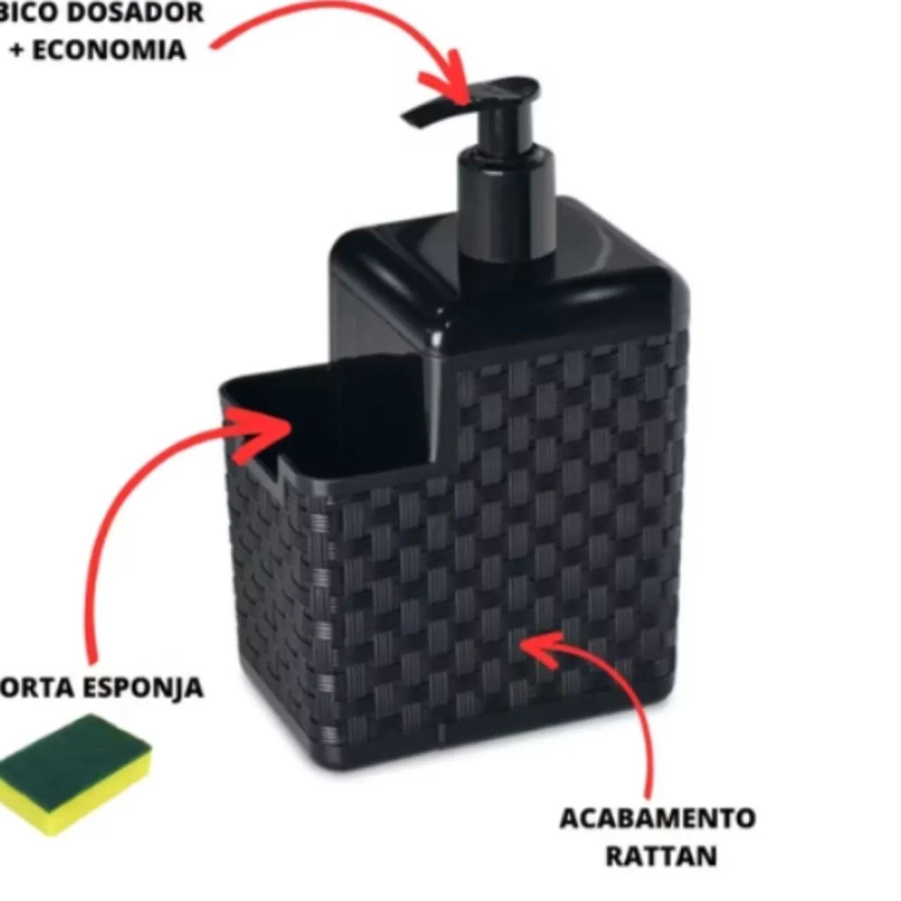 Porta Detergente com Rattan e Bico Dosador