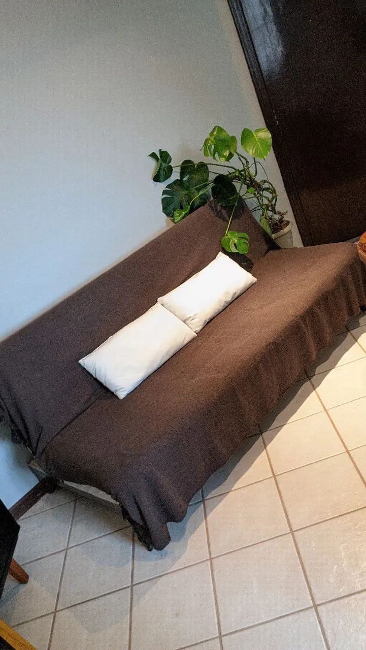 Sofá-Cama 3 Lugares Madeira Maciça + Manta e Almofadas - Foto 2
