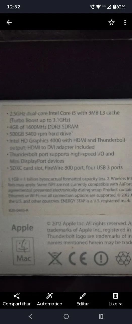 Mac Mini Late 2012 Intel i5 - Na Caixa Original (Raridade / Aceita Upgrades) - Foto 5