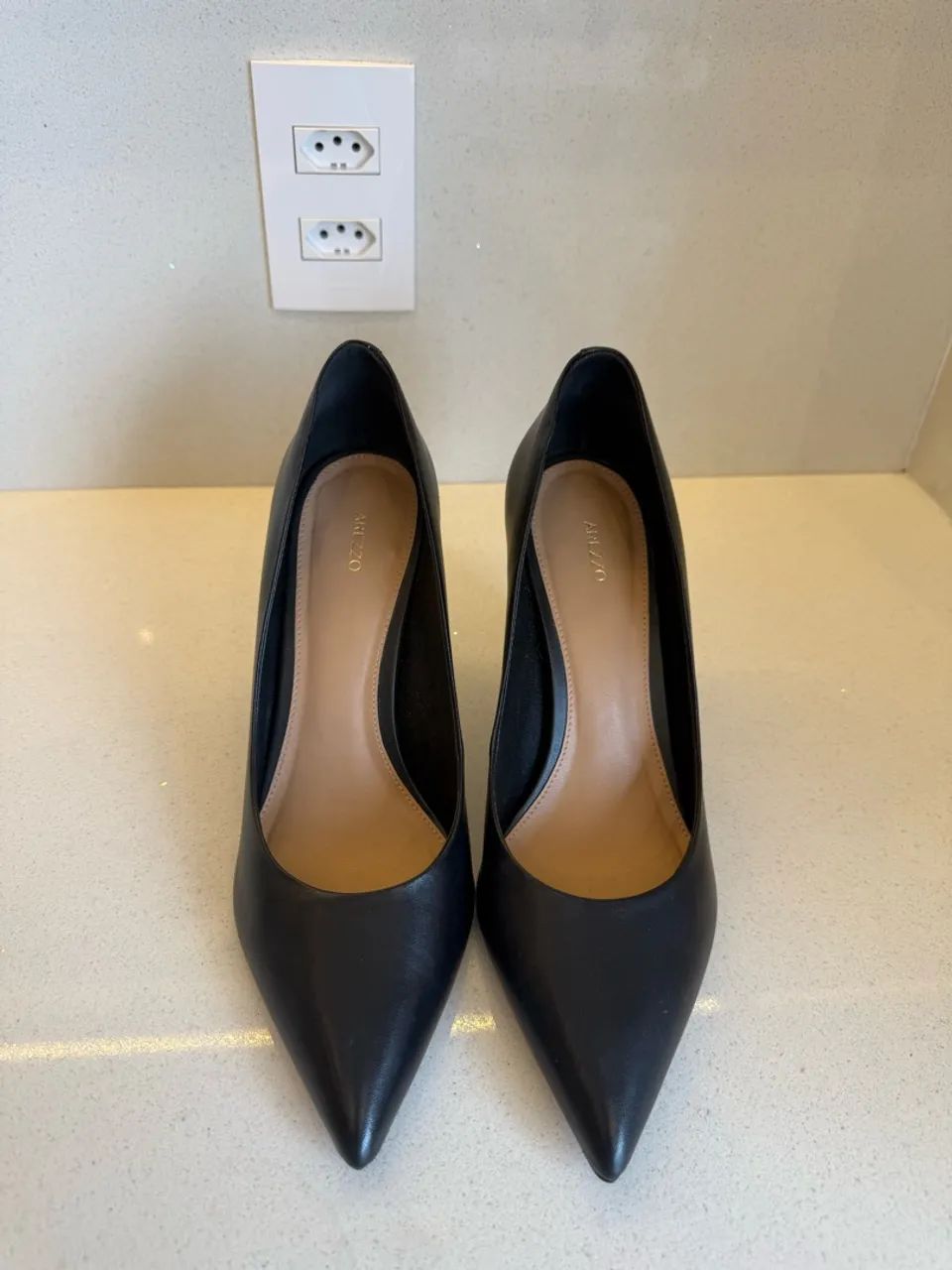 Scarpin Preto Couro Arezzo - Foto 2