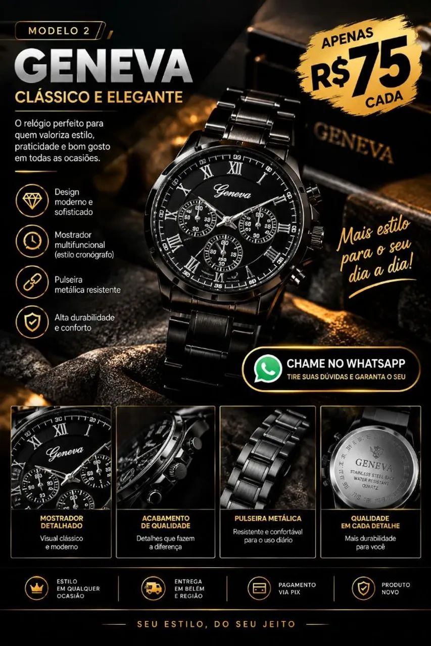 Relógio Masculino Preto 