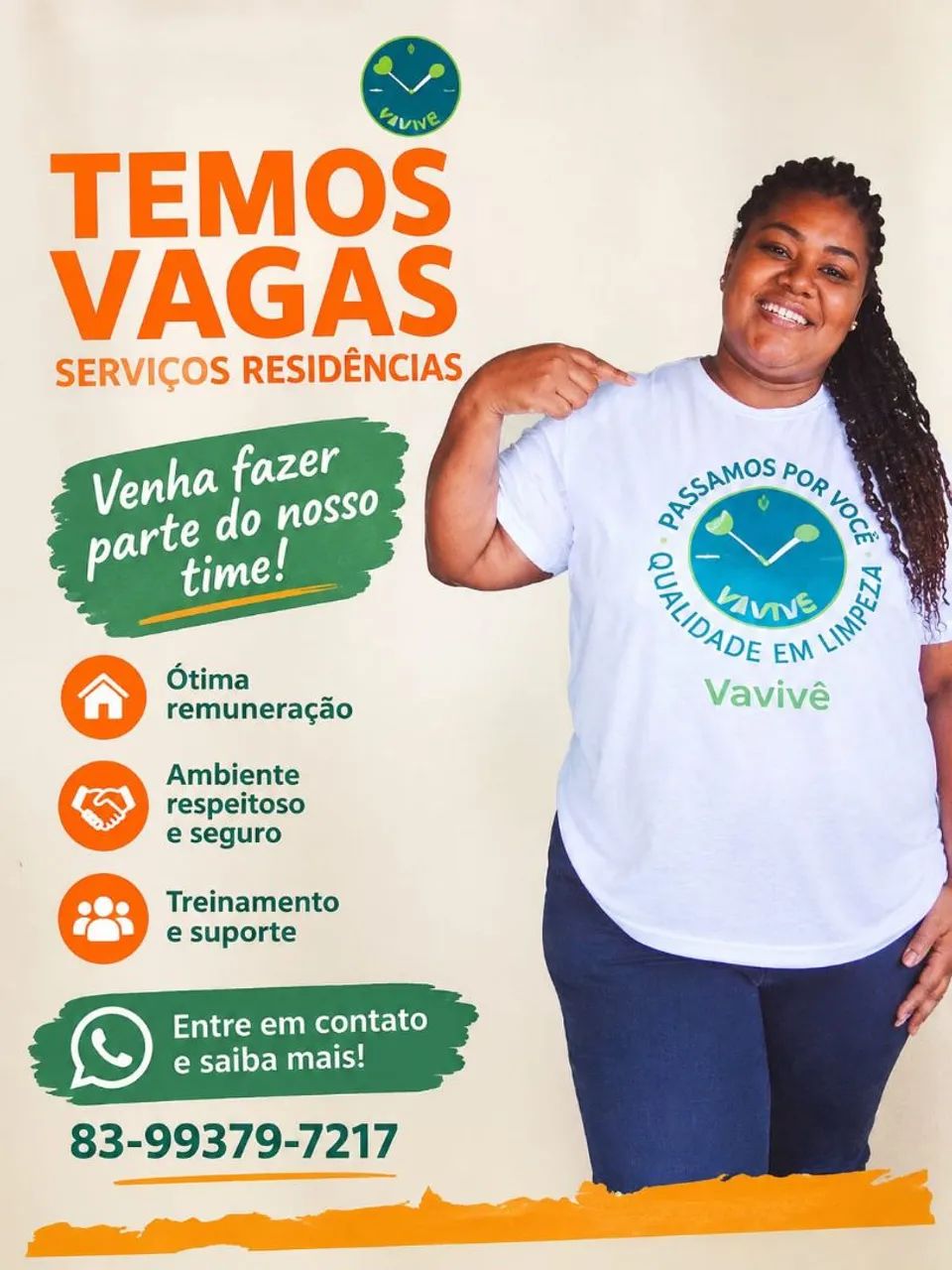 Vagas para Faxineira e passadeira