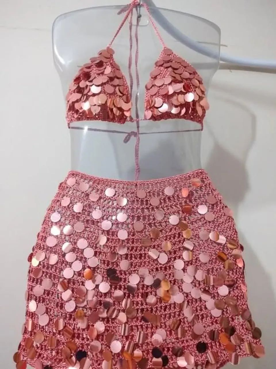 Conjunto luxo de Crochê todo paete 