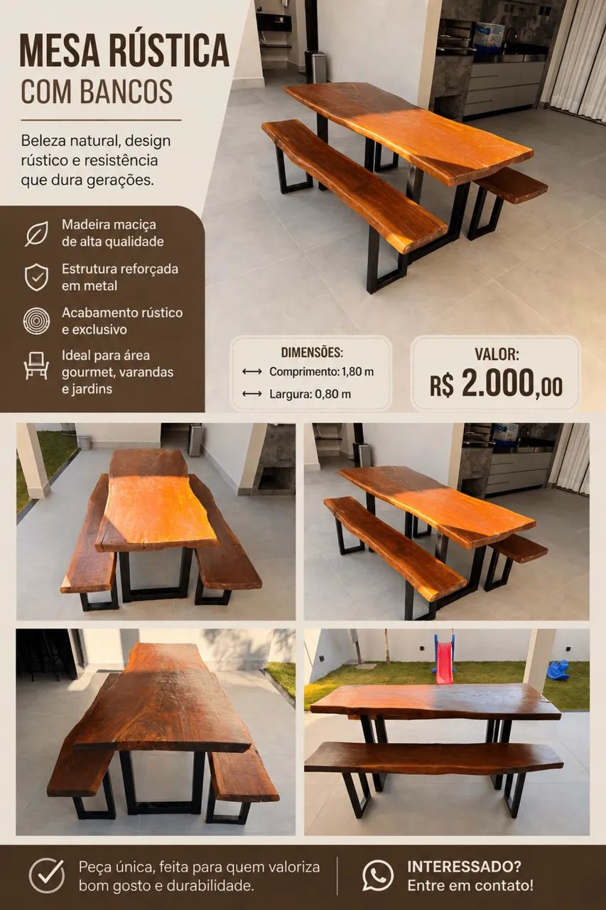 OPORTUNIDADE - Vendo mesa rústica  - Foto 3