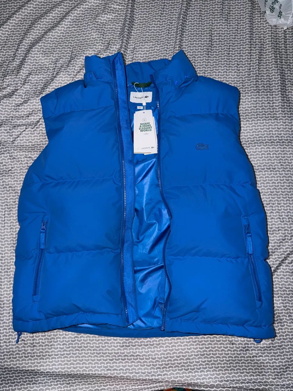 Colete Lacoste esportivo com crocodilo acolchoado Azul - Foto 2