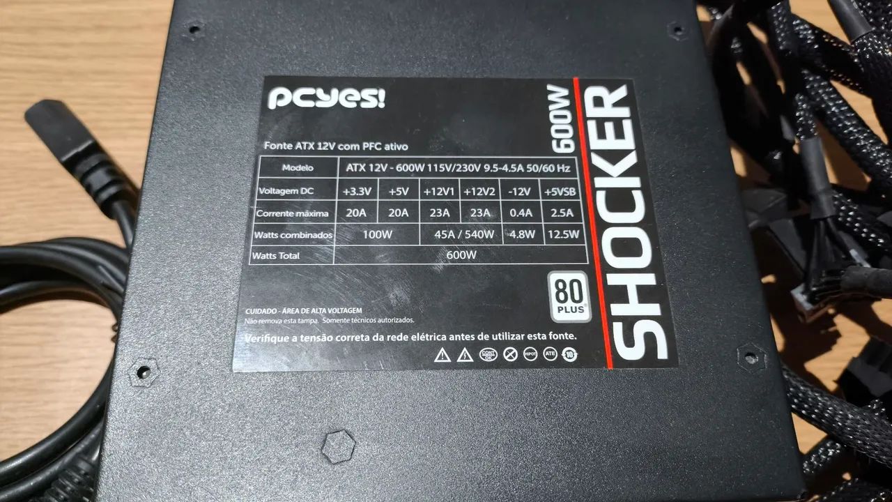 Fonte PCYes Shocker 600W - usada - Foto 2