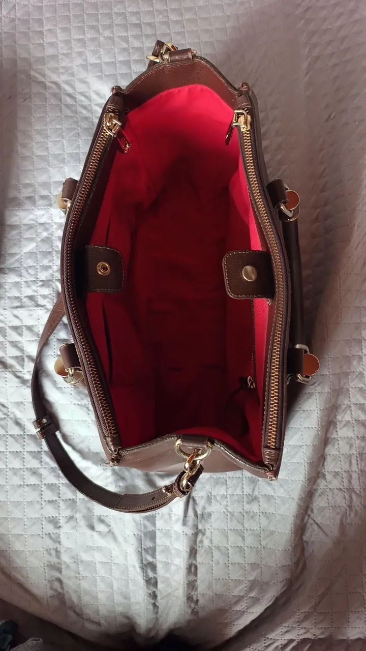 Bolsa Tote Tiracolo Lorena Couro Marrom - Foto 4