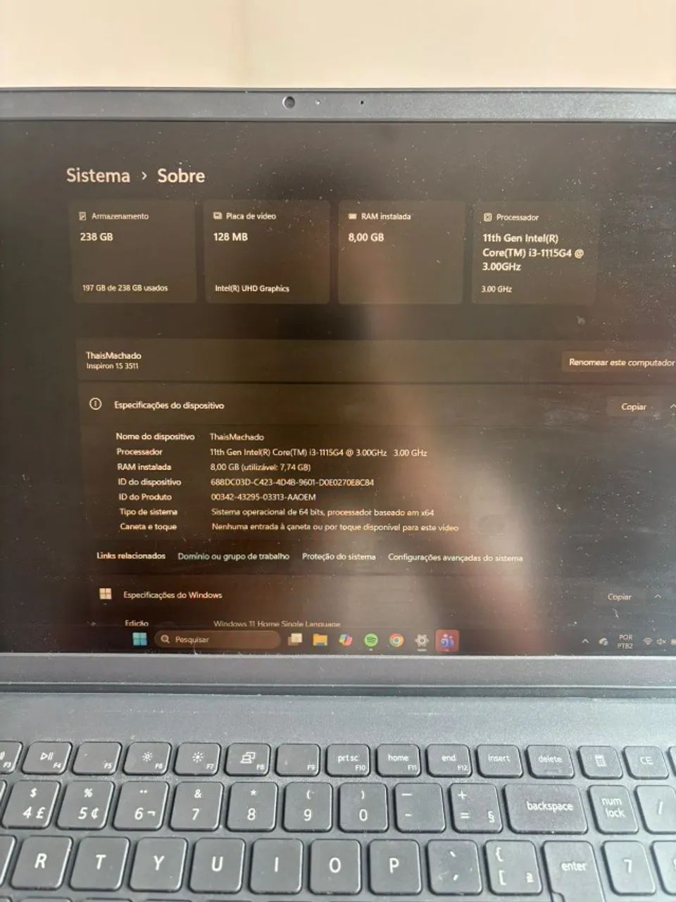 Notebook Dell Inspiron 15 3510 - Core i3 8GB RAM - Foto 5