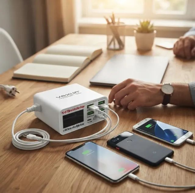 Fonte Carregadora Usb E Usbc Medidor De Voltagem Yaxun 896c - Foto 3