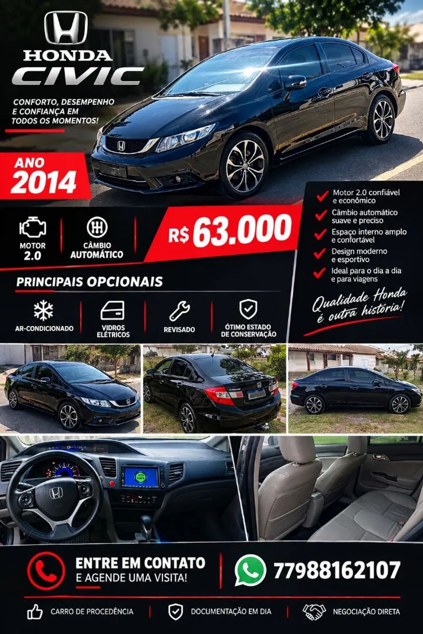 Honda Civic Civic Sedan LXR 2.0 Flexone 16V Aut. 4p 2014