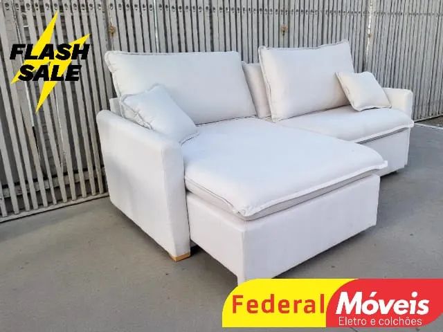 Sofá Cama 2,24m Linho 18cm Pillow - Promoção!