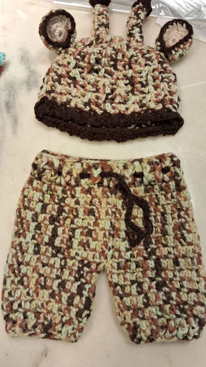 Calcinha e gorro recém-nascido/bebê reborn