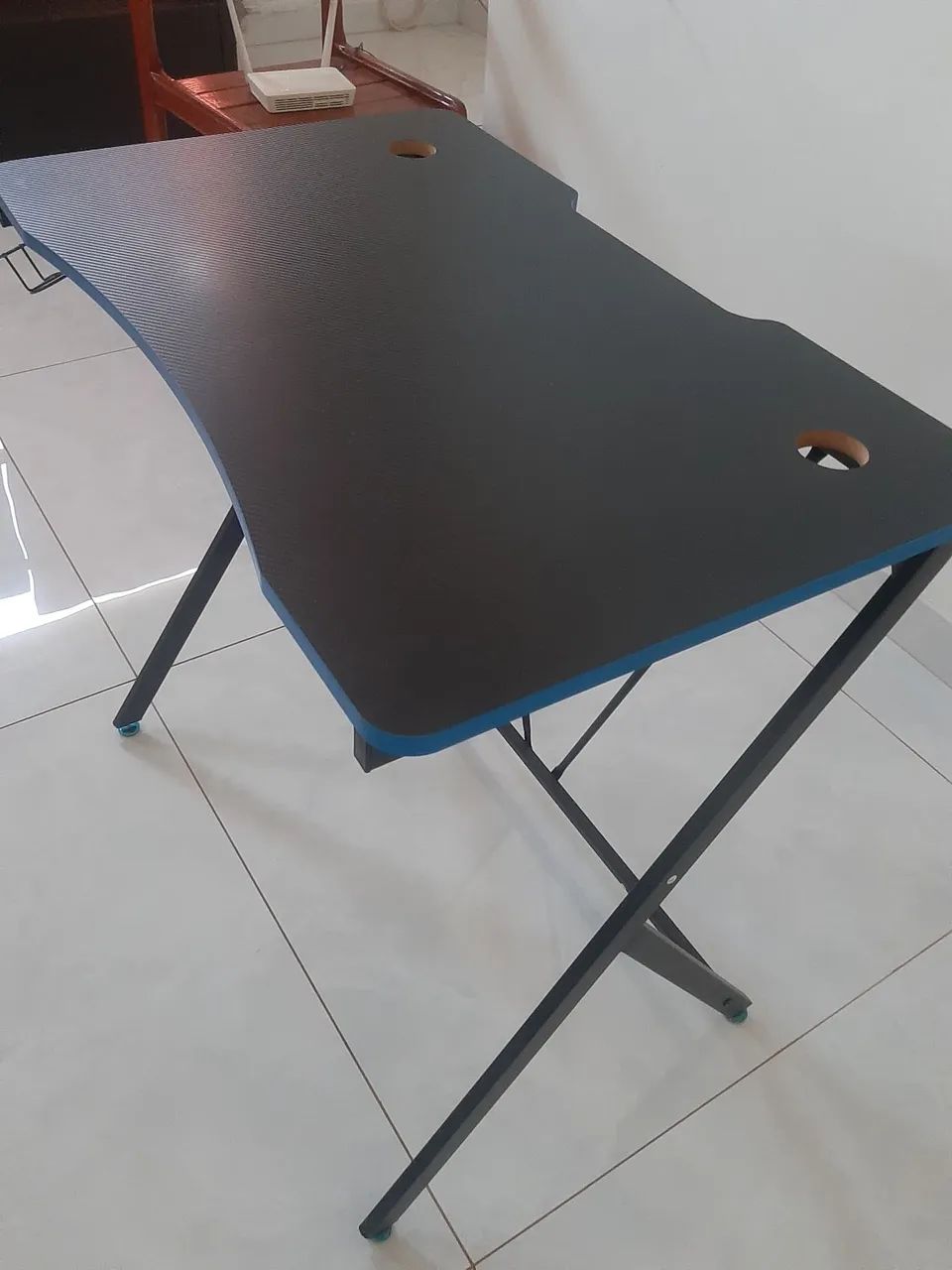 Mesa Gamer Azul e Preta - Foto 3