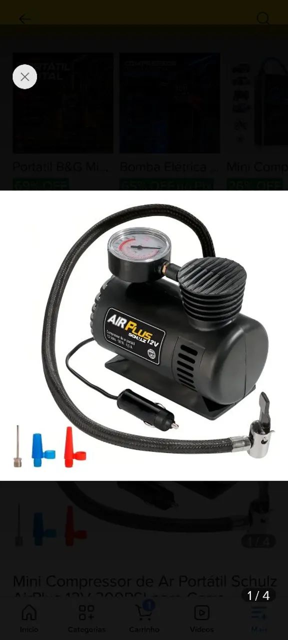 Mini compressor portátil 12v Schulz  - Foto 3