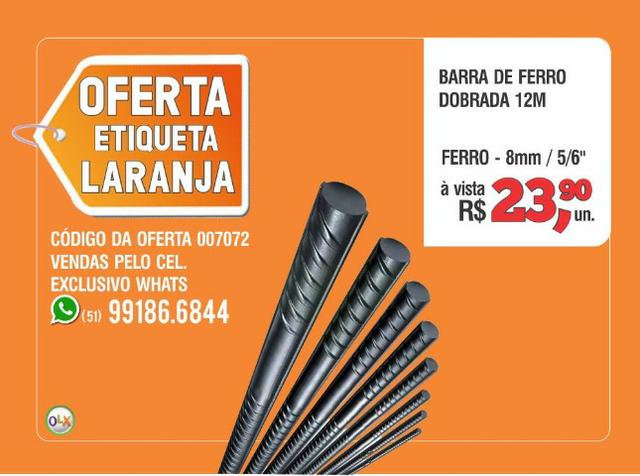 Barra de Ferro Dobrada 12m - Todas as Bitolas - Oferta! - Foto 2