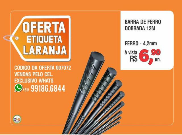 Barra de Ferro Dobrada 12m - Todas as Bitolas - Oferta!