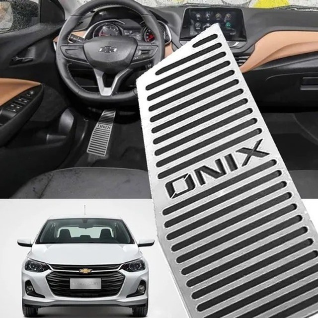 Descanso De Pé Inox Escovado Prata Chevrolet Onix Hatch E Plus 2021