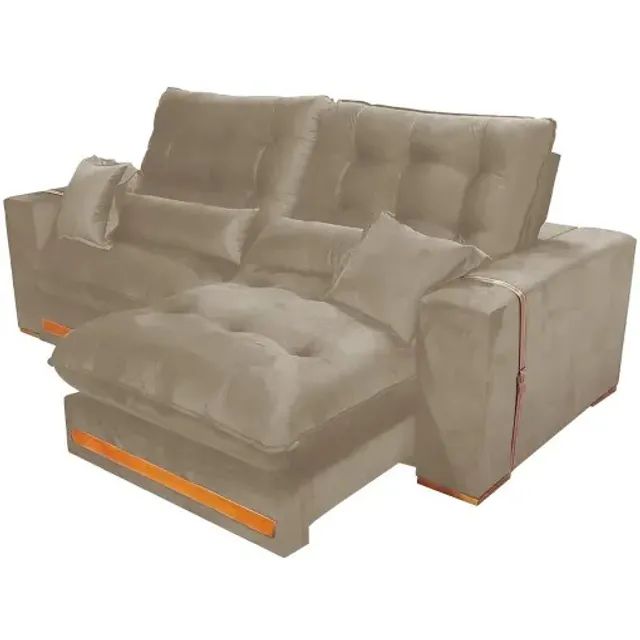 Sofá Retratil e reclinavel 36 cm de pilow largura 2,50 Luxo LInho ou veludo - Foto 2