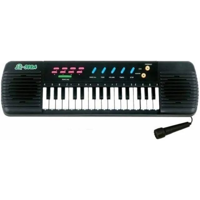 Piano Eletrônico Teclado Infantil Com Microfone Suporte Verde - Ri