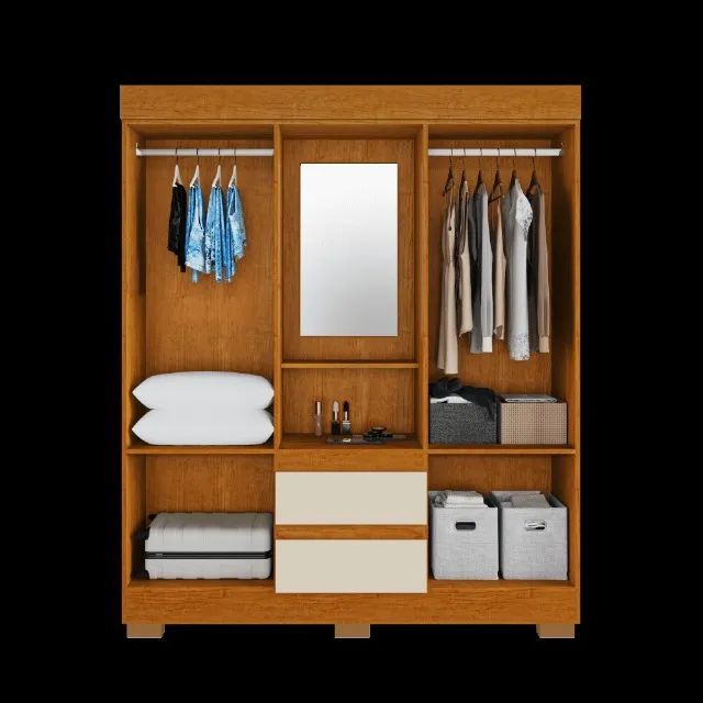 Guarda Roupa Isabely 04 Portas com Espelho e Pés (Novo) - Foto 4