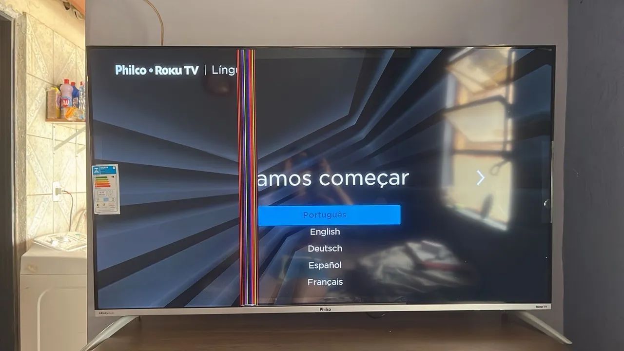 TV Philco Roku Smart 4K observe televisão com a tela quebrada nova ...