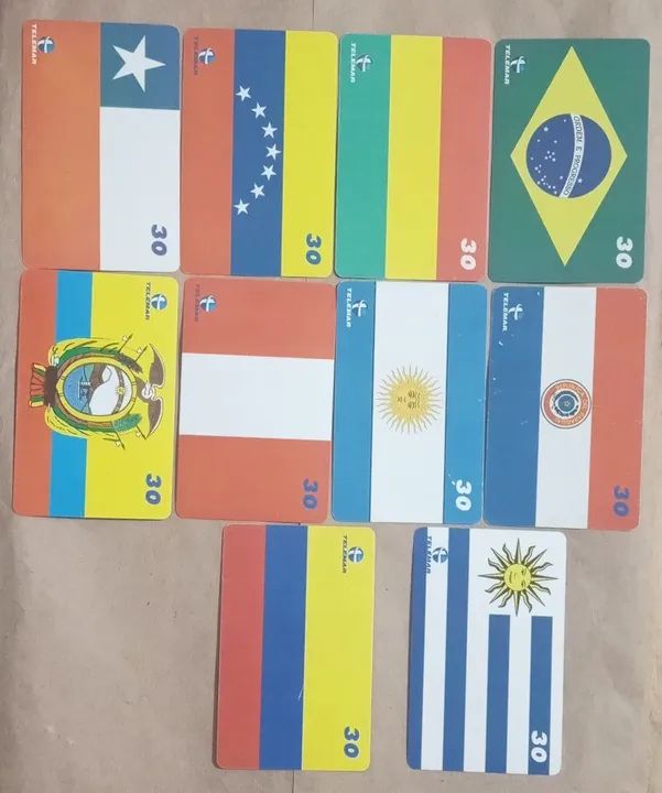 Cartão Telefônico bandeiras da América do Sul