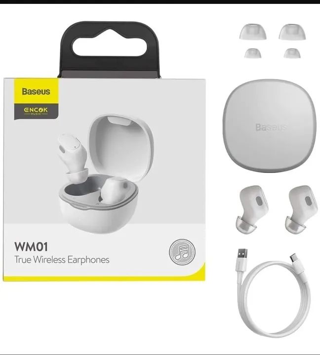 Fone De Ouvido Sem Fio Baseus Branco 