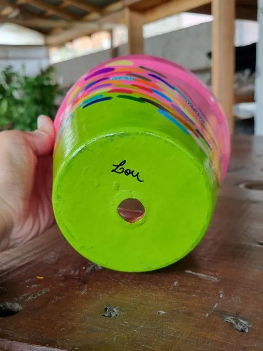 Vaso Cachepot de cerâmica pintado à mão - Foto 4