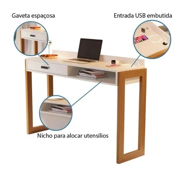 Escrivaninha JB 6055 Luxo 1 Gaveta Larg. 1.30m - JB BECHARA - Foto 4