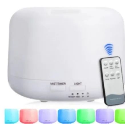 Difusor Umidificador Aromatizador Óleos Essenciais c/ controle e Led 7 Cores 300 ML z167 