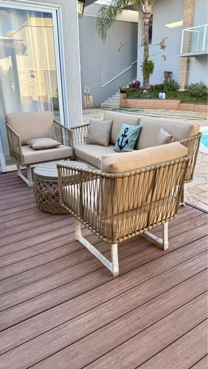 Conjunto de sofa 3 peças com corda nautica 4990,00 - Foto 2