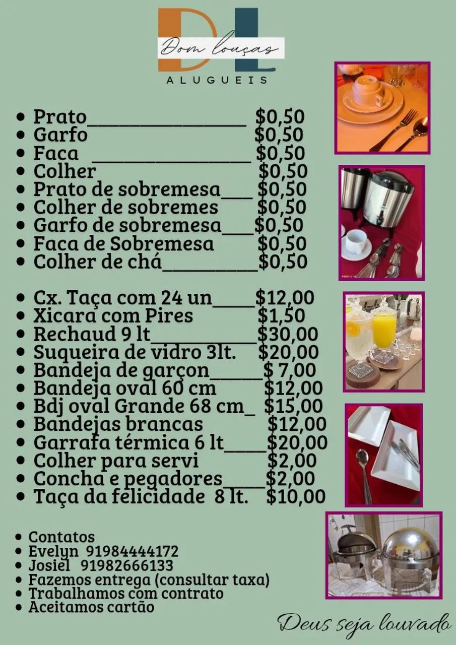 Aluguel de louças 