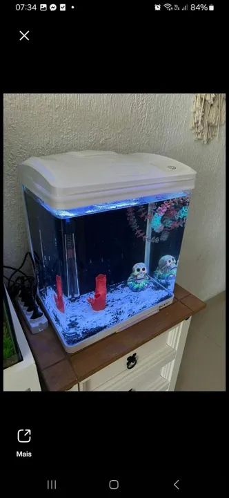 Aquário de água doce, com decoração e filtro - Foto 2
