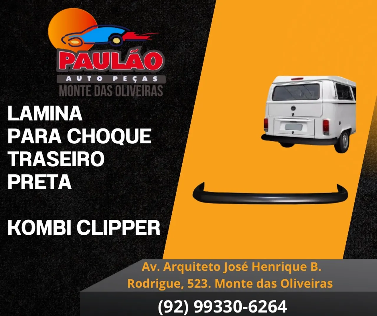 Lâmina Para Choque Traseiro Preta Kombi Clipper