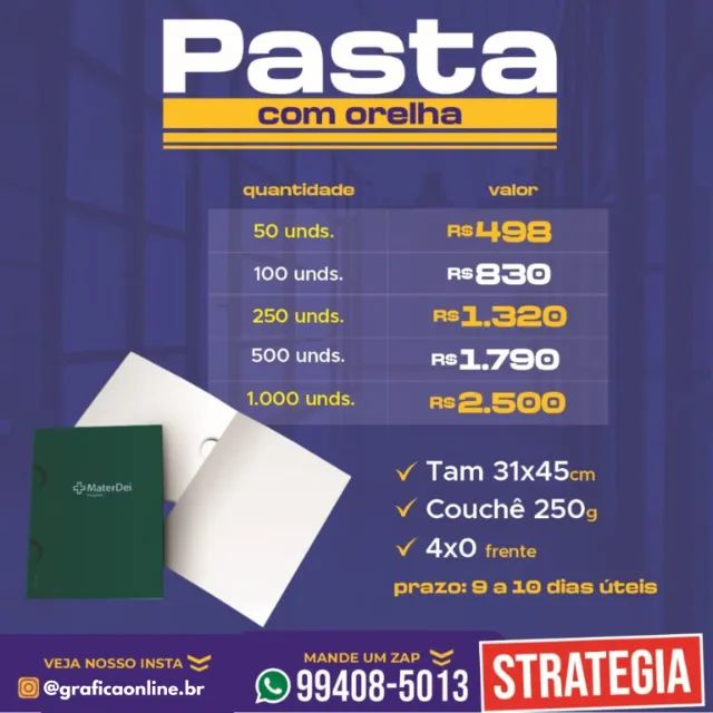 Pasta Personalizada Documentos A4 Gráfica