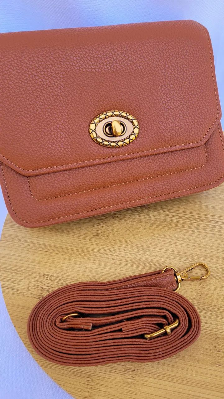 Bolsa marrom com alça transversal removível e ajustável - Foto 4