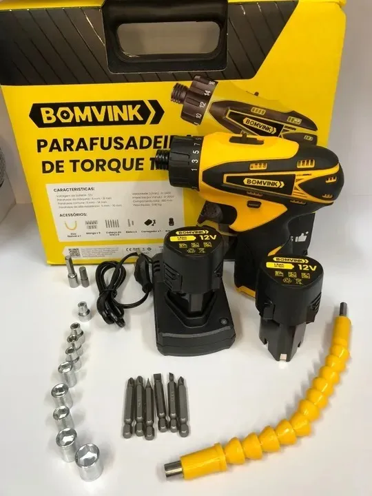Parafusadeira De Torque 12v 2 Batria Bom-9965