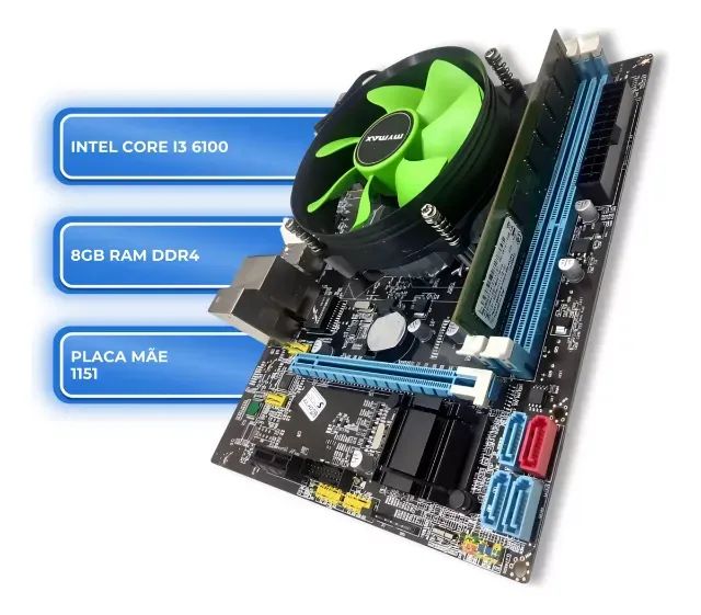 Kit Upgrade I3 6100 + Mb H110 + Mem. 8gb Ddr4 + Cooler ,com garantia - Foto 2