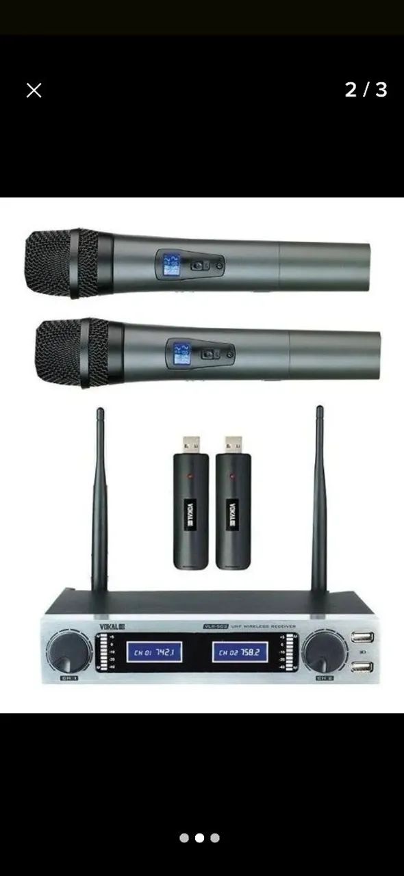 Microfone sem fio duplo Vokal VLR502
