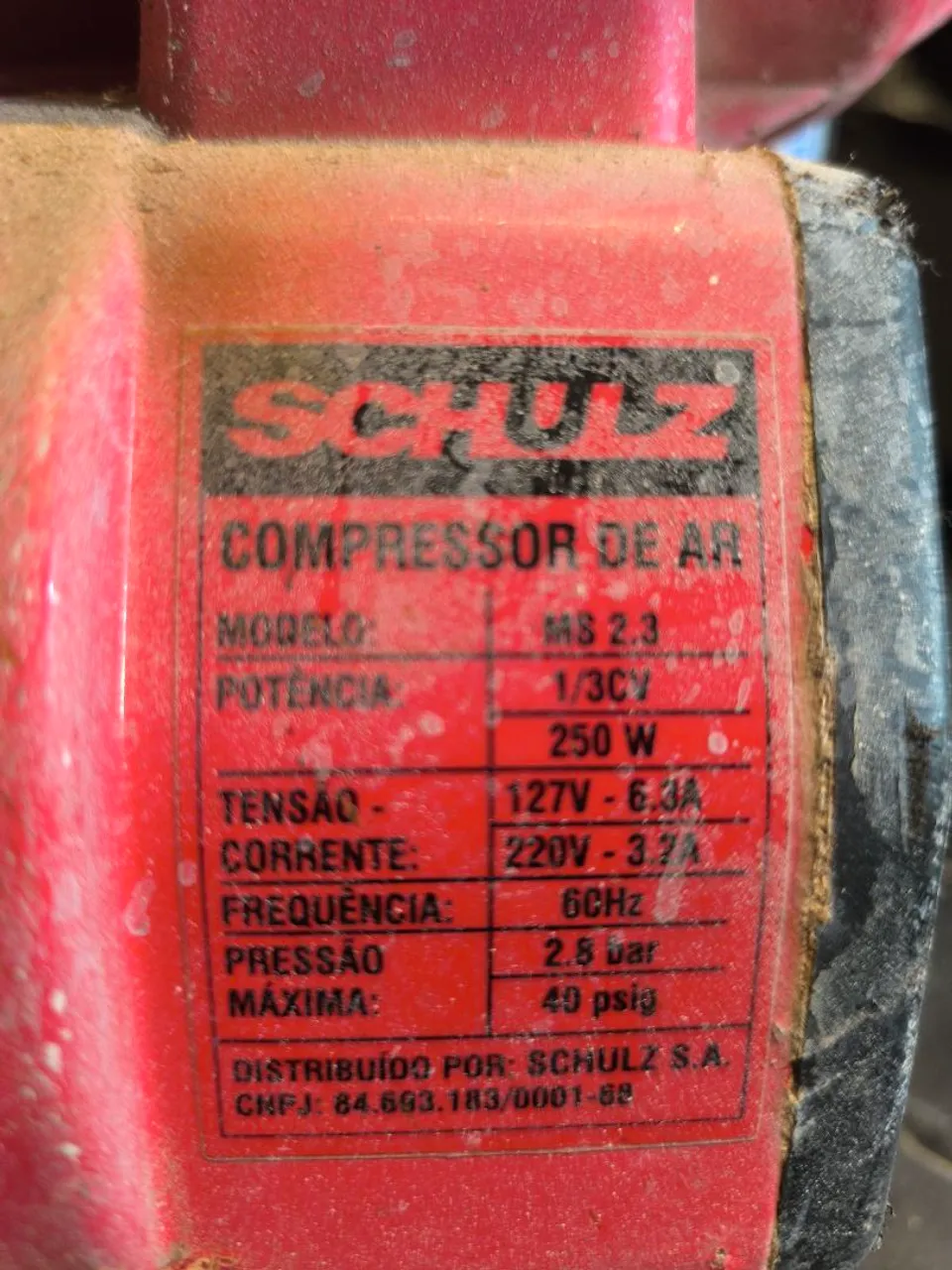 Compressor de Ar Schulz 1/3CV 250W