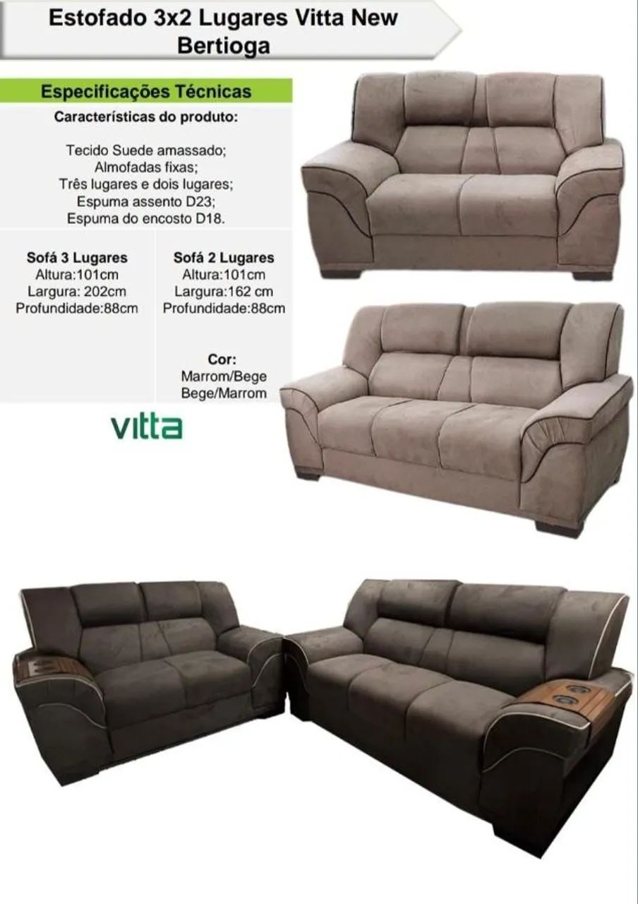 Conjunto Sofá Estofado   2 e  3 Lugares DIVIDIMOS EM ATE 10x SEM JUROS  - Foto 2