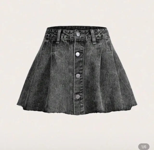 Saia jeans plinssada
