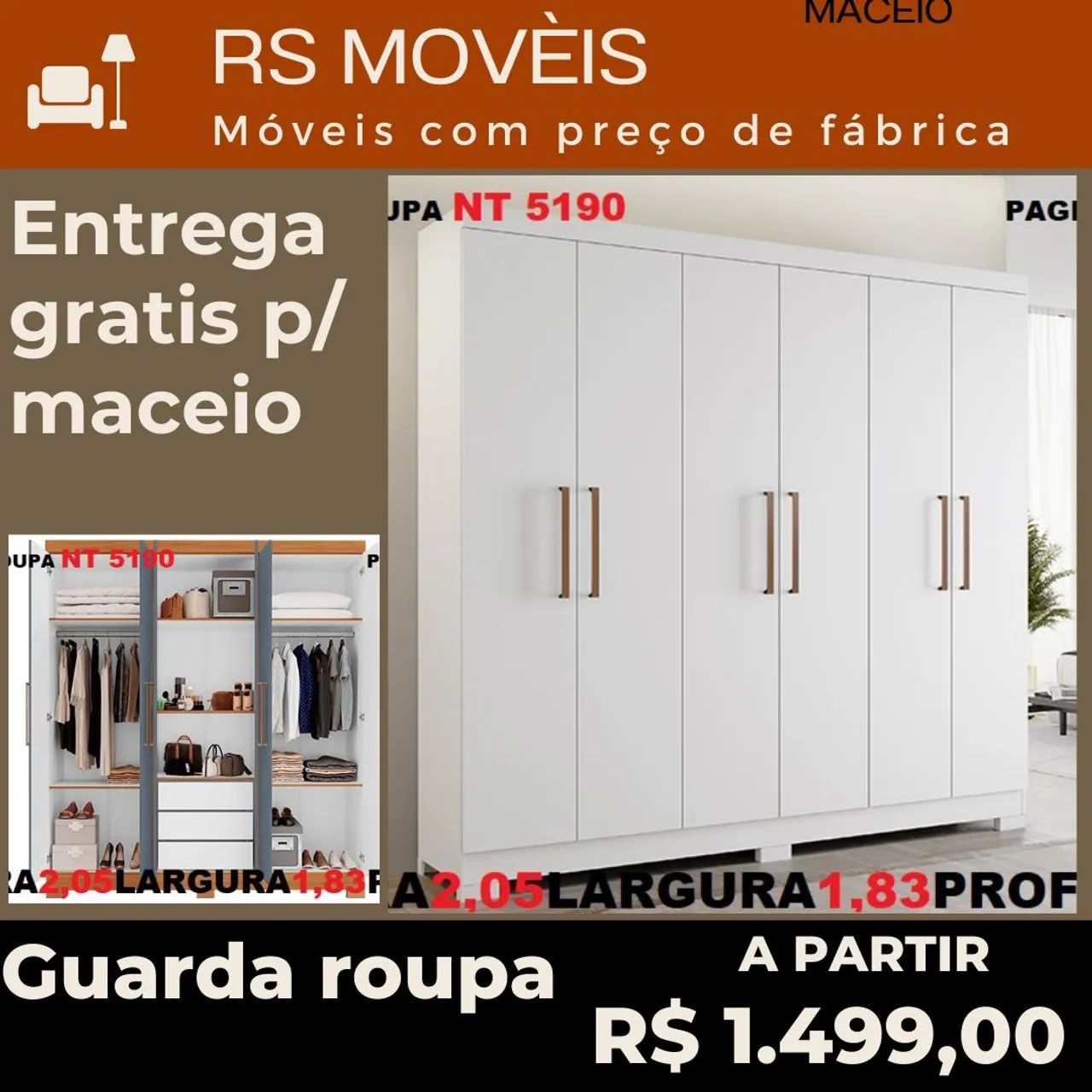 Guarda roupa de casal entrega e montagem grátis para toda Maceió 