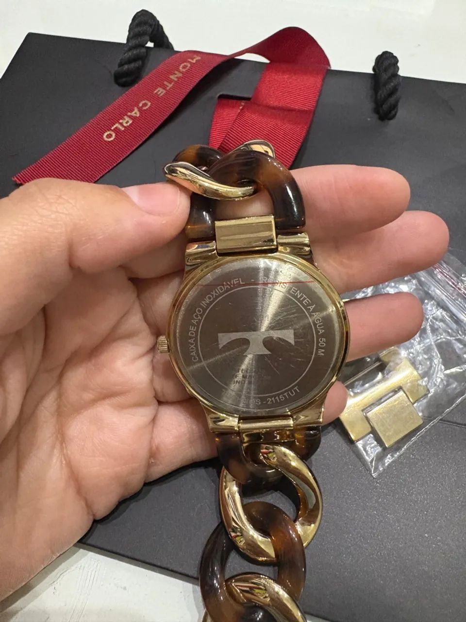 Relógio Technos Feminino Com Pulseira De Elos Mista De Aço E Acetato 2115TUT/1M - Foto 5