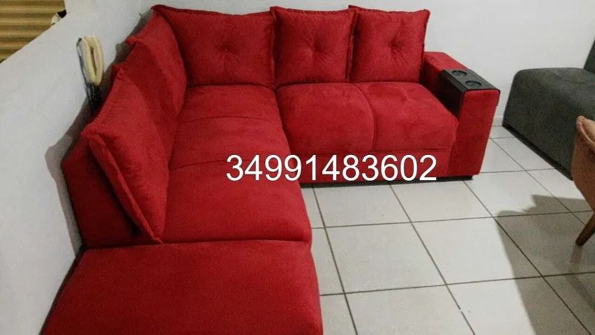 Sofá de Canto com Puff com Entrega Grátis - Foto 2