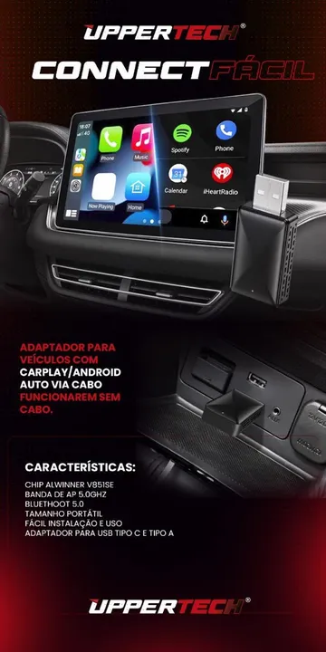 Adaptador Carplay Android Auto para Veículos - Sem Fio
