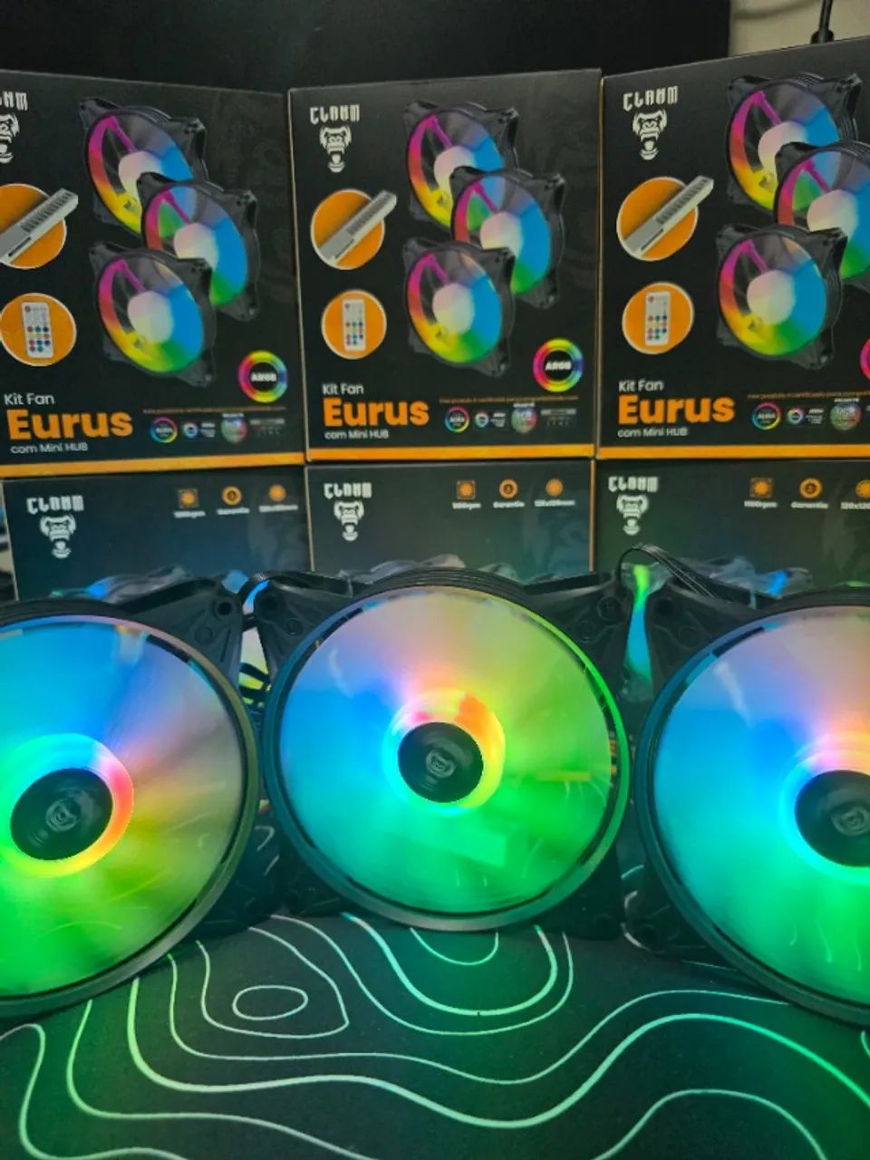 Kit 3 Fans ARGB 6 Pinos + Controladora
